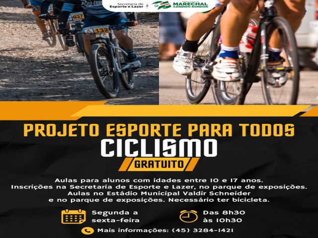 Projeto Esporte para Todos oferece aulas gratuitas de ciclismo para jovens 