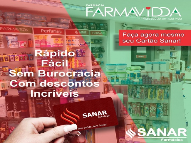 Quem tem carto Sanar ganha descontos incrveis na Farmavidda