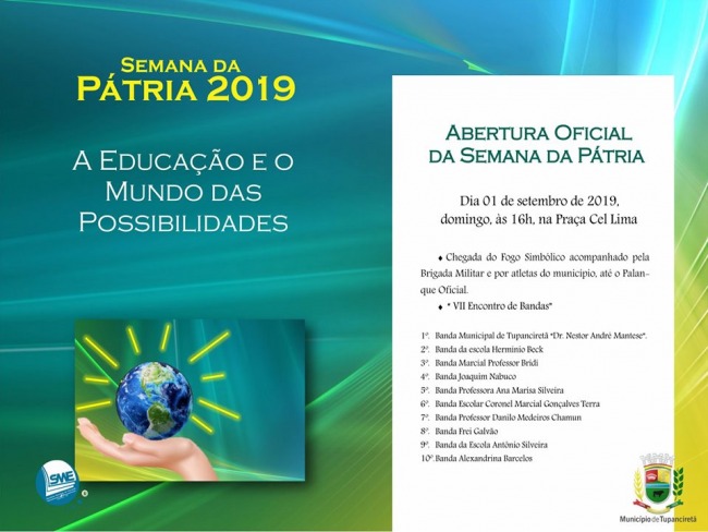 SME divulga programao da Abertura Oficial da Semana da Ptria