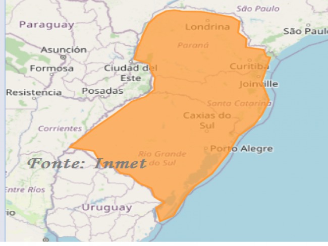 Inmet confirma alerta para vendaval em toda a Região Sul 