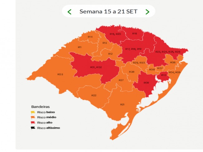 Regio Covid Cruz Alta volta  bandeira laranja 