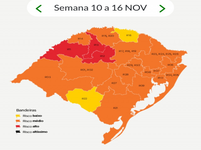 R-12 volta  bandeira vermelha em mapa preliminar 