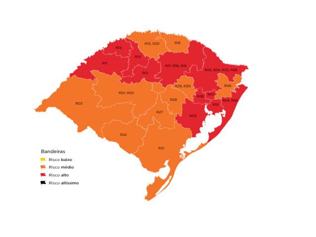 Regio Covid Cruz Alta segue em bandeira vermelha em mapa preliminar