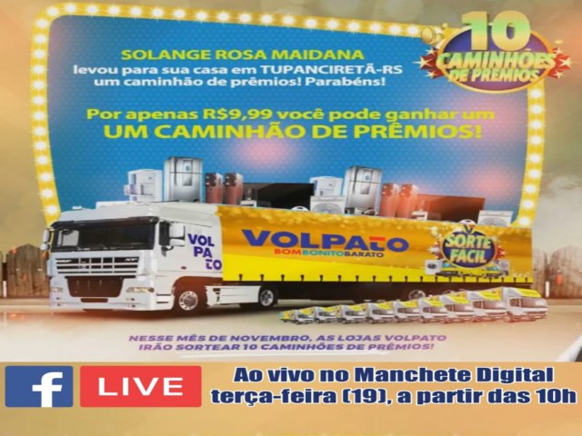 Lojas Volpato apresentam hoje o Show de Prmios 