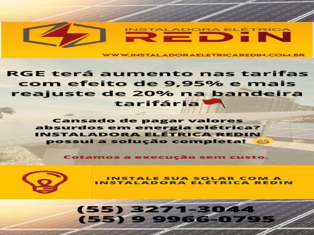 Energia solar da Instaladora Elétrica Redin é a solução em tempos de bandeira vermelha na tarifa de luz 