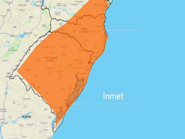 Inmet atualiza alerta de vendaval para grande parte do Estado 