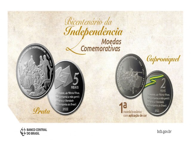 Banco Central lana moedas em comemorao ao bicentenrio da Independncia do Brasil