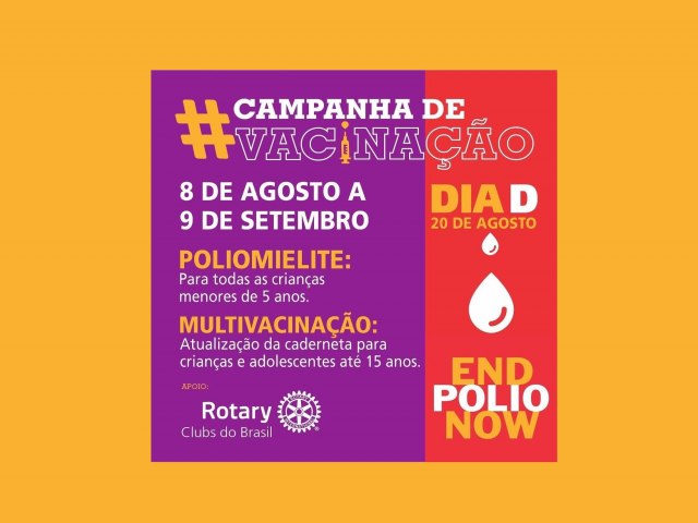 Rotary Club alerta sobre baixa cobertura vacinal e risco de retorno da paralisia infantil
