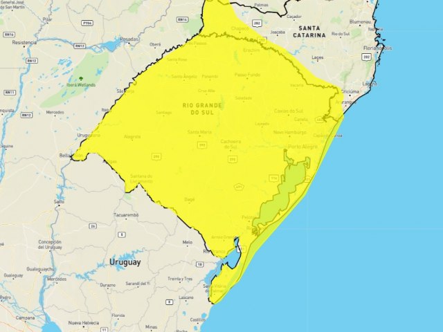 Alerta de perigo potencial de tempestade para todo o RS entre quarta (26) e quinta (27)