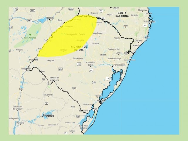 Alerta de perigo potencial de tempestade no noroeste gacho