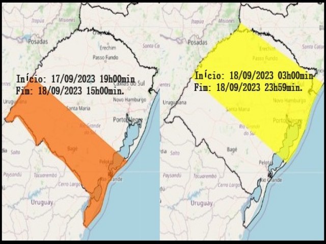 Inmet divulga dois alertas de tempestade para o RS 