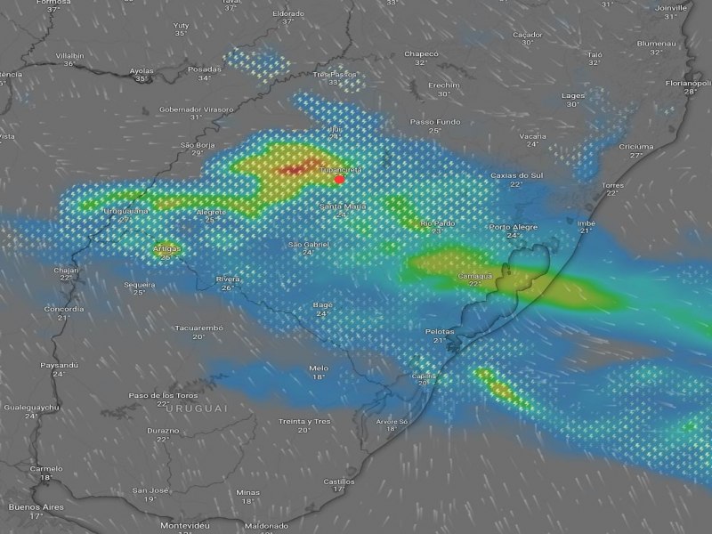 Alerta de tempestade para Tupanciret nesta tera-feira, 1 