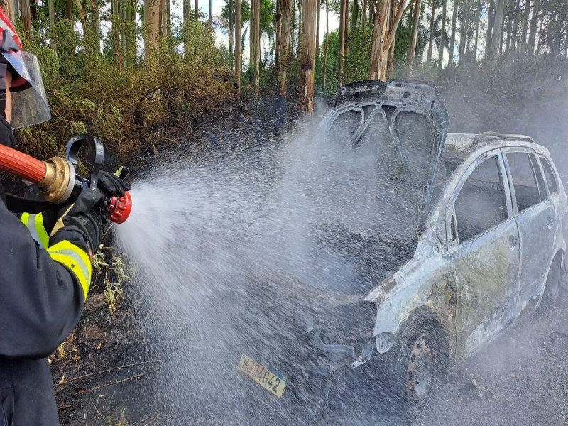 Incndio em veculo e mata  controlado pelos Bombeiros Voluntrios de Tupanciret