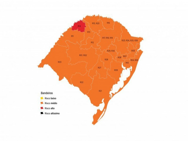 Região Celeiro segue em bandeira laranja no mapa prévio do Distanciamento Controlado