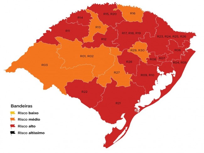 Mapa preliminar traz 14 regiões em bandeira vermelha na 12ª rodada do Distanciamento Controlado