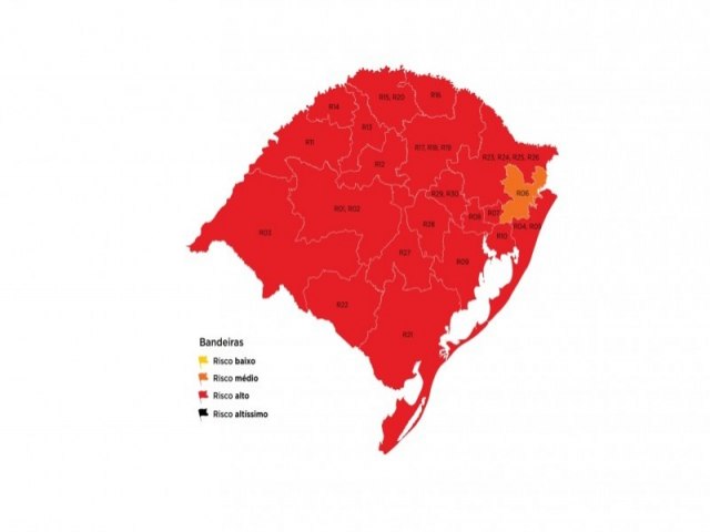 Regio de Taquara  classificada em bandeira laranja no mapa preliminar do Distanciamento Controlado