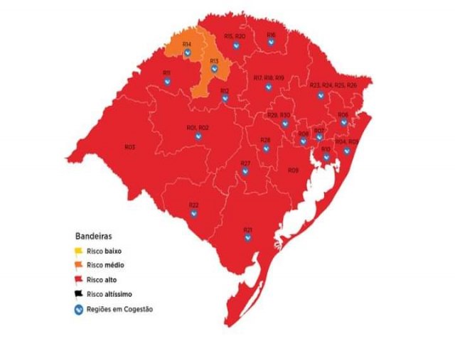 Regio de Taquara volta para Bandeira Vermelha no mapa preliminar do Distanciamento Controlado