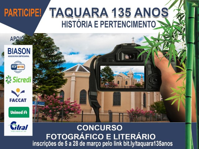 Inscries para o Concurso fotogrfico e literrio de Taquara seguem at 28 de maro