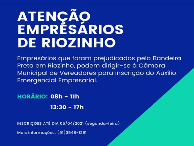 Riozinho abre inscrições para auxílio emergencial empresarial 