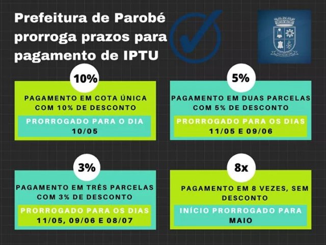 Prefeitura de Parob prorrogou os prazos para pagamento de IPTU