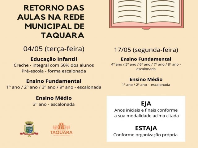 Aulas em Taquara retomam na prxima tera-feira com especificidades para cada etapa de ensino da rede municipal