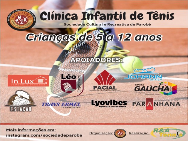 Sociedade Cultural e Recreativa de Parobé promove Clínica Infantil de tênis
