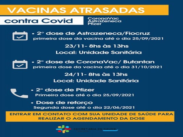 Divulgado calendário de vacinação de 2ª dose e reforço da vacina contra Covid-19 em Igrejinha