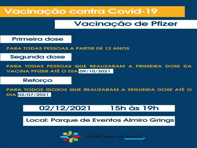 Igrejinha divulga calendário de vacinação contra Covid-19 