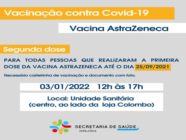 Secretaria de Saúde de Igrejinha divulga vacinação contra a Covid-19