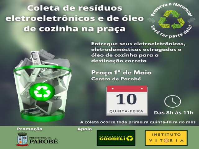Prefeitura de Parobé retoma coleta de resíduos eletroeletrônico, eletrodomésticos e óleo de cozinha 