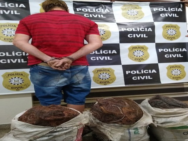 Polícia Civil de Três Coroas descobre receptor de fios furtados e recupera 180Kg de cobre 
