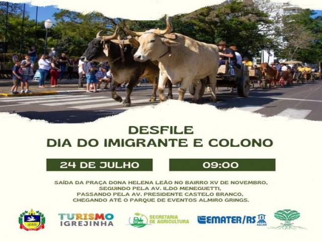 Desfile Do Dia do Imigrante e Colono ocorre neste domingo 