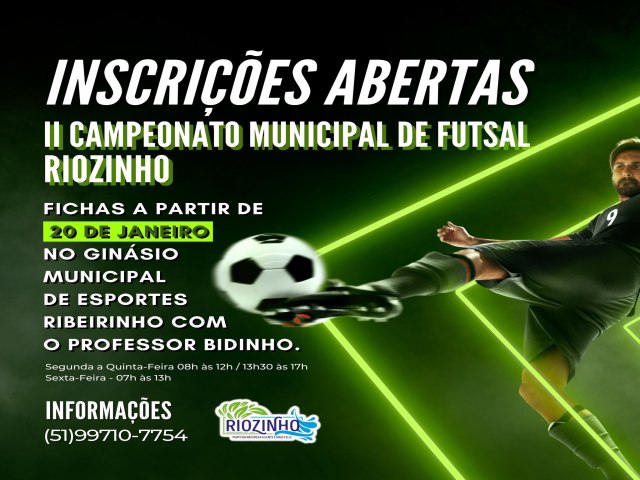 Inscries para o Municipal de Futsal de Riozinho abrem na sexta-feira (20)