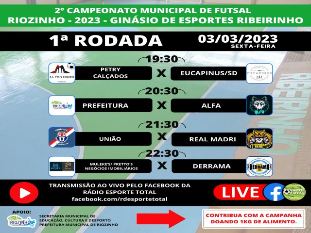 Municipal de Futsal de Riozinho inicia nesta sexta com 4 jogos 