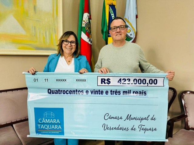 Cmara de Vereadores formaliza devoluo de R$ 400 para Prefeitura de Taquara