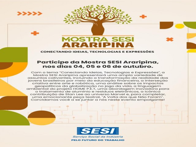 SESI Araripina realiza a VIII edio da Mostra SESI com o tema: Conectando ideias, tecnologias e expresses