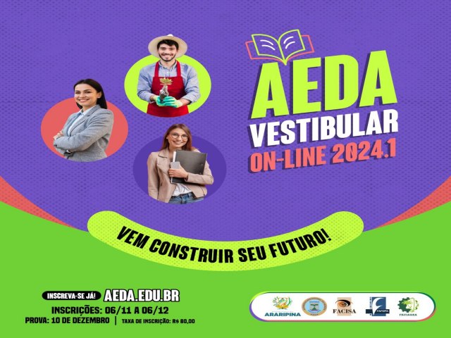 AEDA abre inscries para o vestibular on-line 2024.1