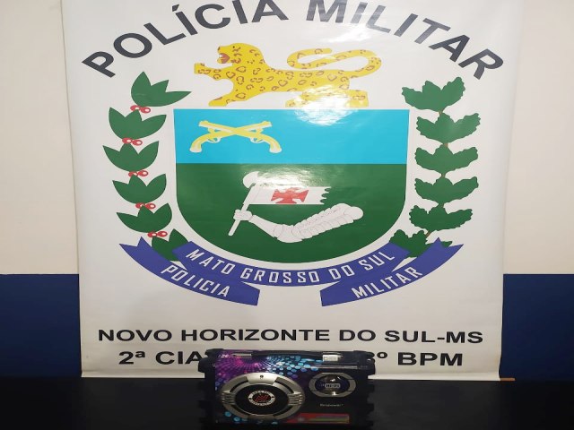 Polcia Militar apreende equipamento sonoro e conduz homem para a delegacia aps desobedincia e perturbao do sossego em Novo Horizonte do Sul