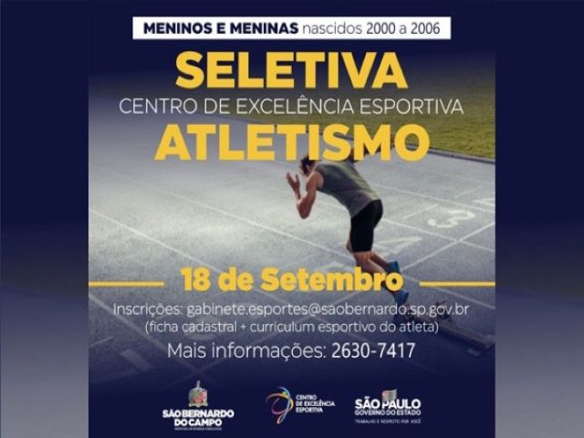 Centro de Excelência Esportiva de Atletismo abre inscrições para Seletiva