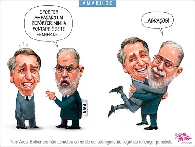 Aras, Bolsonaro e o abrao. KKKKKK