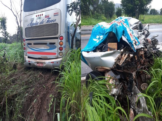 BR 070 - Acidente entre veculo de passeio e onibus de turismo de Rondnia deixa duas mortes
