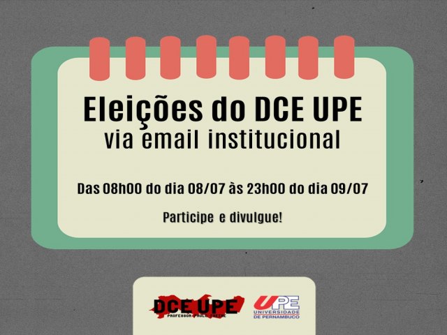 Eleições para o Diretório Central dos Estudantes da UPE ocorrem nesta quinta e na sexta-feira de forma online