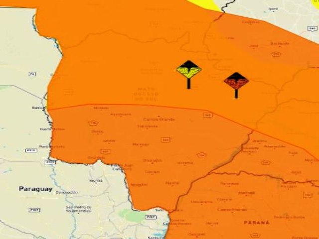 Inmet divulga alerta de tempestade para todo os municpios de MS