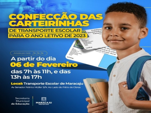 Secretaria Municipal de Educao orienta pais sobre procedimentos para confeco de carteirinhas do Transporte Escolar 2023