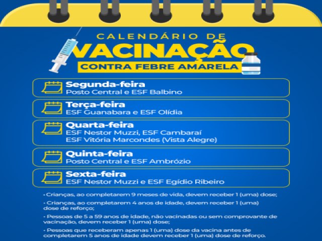 Prefeitura de Maracaju alerta sobre a importncia da vacinao contra a Febre Amarela