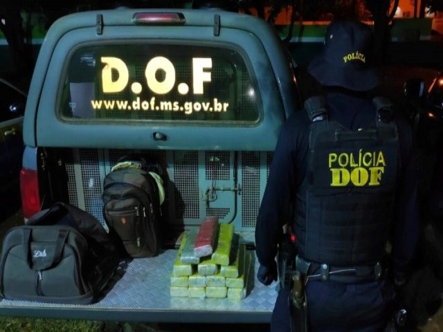 Maracaju: DOF prende jovem de 23 anos transportado bagagem com 14 kg de skunk em nibus