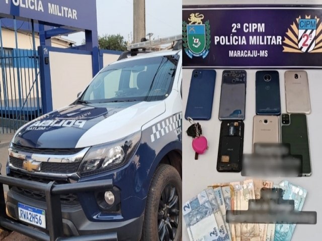 Polcia Militar recupera moto furtada e apreende sete celulares em Maracaju