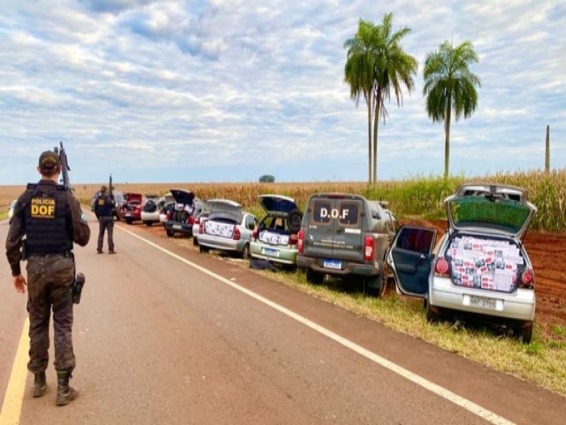 Comboio de veculos com quase R$ 500 mil em produtos ilegais so apreendidos pelo DOF em Maracaju