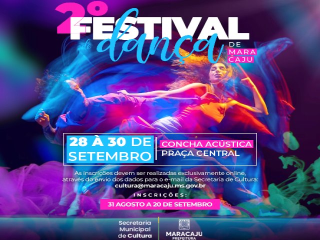 Prefeitura de Maracaju abre inscries para o 2 Festival de Dana; inscries online