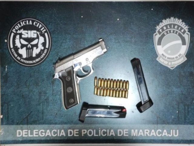 Homem de 38 anos  preso com pistola calibre .380 e munies em Maracaju